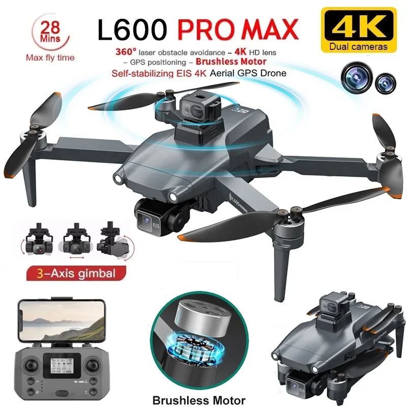 Drone Gimbal 3 Axis - L600 PRO MAX GPS Drone Profesjonalny